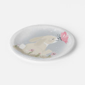 かわいいベビーバニーとバタフライ。 ペーパープレート (アングル)