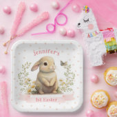 かわいいベビーバニーと蝶1stイースターパーティーパ ペーパープレート (パーティー)