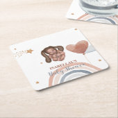 かわいいベビーバニーのアフリカ系アメリカ人の子供の赤ちゃんシャワー スクエアペーパーコースター (アングル)