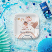 かわいいベビーバニーのアフリカ系アメリカ人の子供の赤ちゃんシャワー ペーパープレート (パーティー)