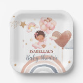 かわいいベビーバニーのアフリカ系アメリカ人の子供の赤ちゃんシャワー ペーパープレート (正面)