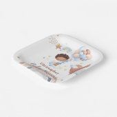 かわいいベビーバニーのアフリカ系アメリカ人の子供の赤ちゃんシャワー ペーパープレート (傾斜あり)