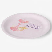 かわいいベビーバニーのハート毛布の赤ちゃんシャワー ペーパープレート (アングル)