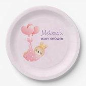 かわいいベビーバニーのハート毛布の赤ちゃんシャワー ペーパープレート (正面)
