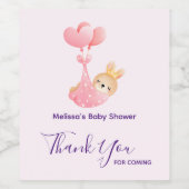 かわいいベビーバニーのハート毛布の赤ちゃんシャワー ワインラベル (シングルラベル)