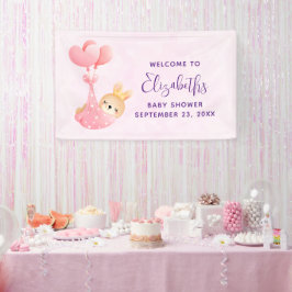 かわいいベビーバニーのハート毛布の赤ちゃんシャワー 横断幕
