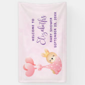 かわいいベビーバニーのハート毛布の赤ちゃんシャワー 横断幕 (縦)