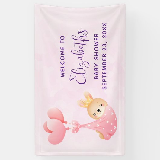 かわいいベビーバニーのハート毛布の赤ちゃんシャワー 横断幕 (縦)