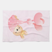 かわいいベビーバニーのハート毛布 キッチンタオル (横)