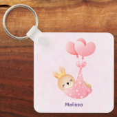 かわいいベビーバニーのハート毛布 キーホルダー (正面)