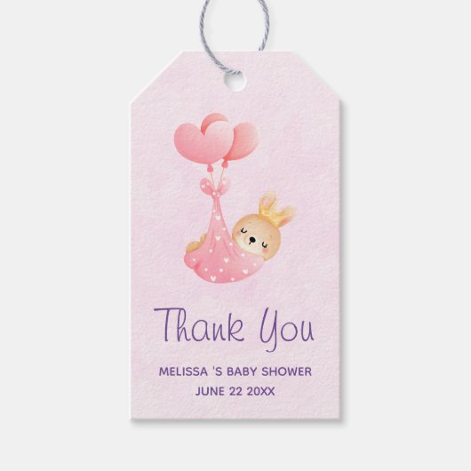 かわいいベビーバニーのハート毛布 ギフトタグ (正面)