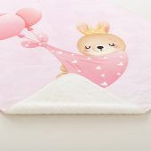 かわいいベビーバニーのハート毛布 シェルパブランケット (3/4)