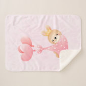 かわいいベビーバニーのハート毛布 シェルパブランケット (正面(横))