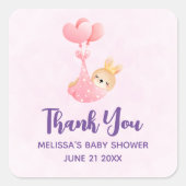 かわいいベビーバニーのハート毛布 スクエアシール (正面)