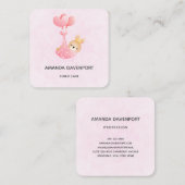 かわいいベビーバニーのハート毛布 スクエア名刺 (正面/裏面)