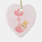 かわいいベビーバニーのハート毛布 セラミックオーナメント (右)