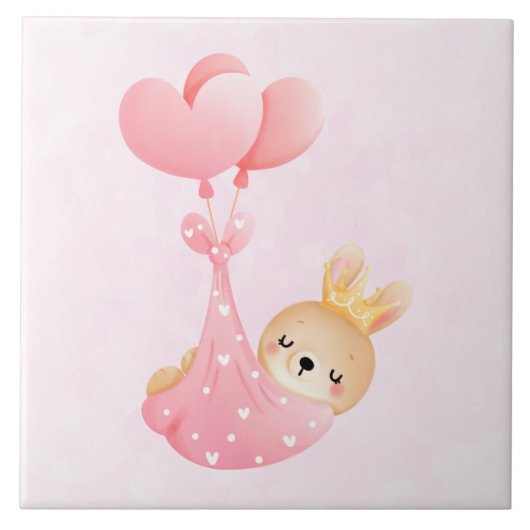 かわいいベビーバニーのハート毛布 タイル (正面)