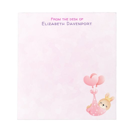 かわいいベビーバニーのハート毛布 ノートパッド (正面)