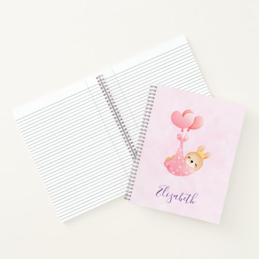 かわいいベビーバニーのハート毛布 ノートブック (内部)