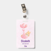 かわいいベビーバニーのハート毛布 バッジ (裏面 （クリップ付）)