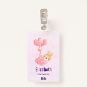 かわいいベビーバニーのハート毛布 バッジ (裏面クリップ)