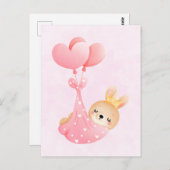 かわいいベビーバニーのハート毛布 ポストカード (正面/裏面)