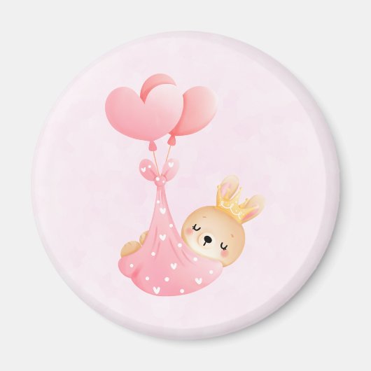 かわいいベビーバニーのハート毛布 マグネット (正面)