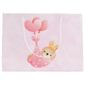 かわいいベビーバニーのハート毛布 ラージペーパーバッグ (裏面)