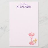 かわいいベビーバニーのハート毛布 便箋 (正面)