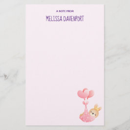 かわいいベビーバニーのハート毛布 便箋