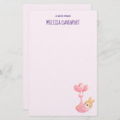 かわいいベビーバニーのハート毛布 便箋 (正面/裏面)