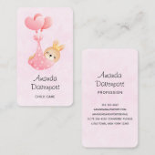 かわいいベビーバニーのハート毛布 名刺 (正面/裏面)