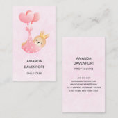 かわいいベビーバニーのハート毛布 名刺 (正面/裏面)