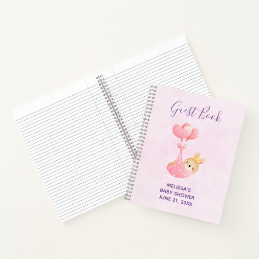 かわいいベビーバニーインアザハートブランケットゲストブック ノートブック (内部)