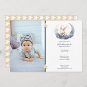 かわいいベビーバニーオンザムーンキッド誕生日 招待状 (正面/裏面)