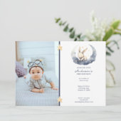 かわいいベビーバニーオンザムーンキッド誕生日 招待状 (スタンド正面)