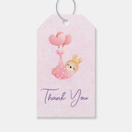 かわいいベビーバニーハート毛布ありがとう ギフトタグ