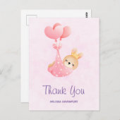 かわいいベビーバニーハート毛布ありがとう ポストカード (正面/裏面)