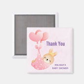 かわいいベビーバニーハート毛布ありがとう マグネット (正面/裏面)