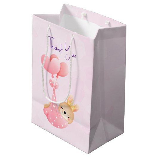 かわいいベビーバニーハート毛布ありがとう ミディアムペーパーバッグ (裏面アングル)