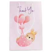 かわいいベビーバニーハート毛布ありがとう ミディアムペーパーバッグ (正面)