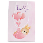 かわいいベビーバニーハート毛布ありがとう ミディアムペーパーバッグ (裏面)