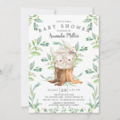かわいいベビーバニーバニーママ赤ちゃんシャワー 招待状 (正面)