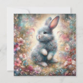 かわいいベビーバニーパステルフラワーズクリスチャンイースター シーズンカード (正面)
