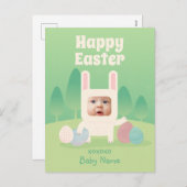 かわいいベビーバニーファースト・イースター シーズンポストカード (正面/裏面)