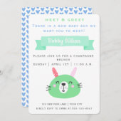 かわいいベビーバニー |挨拶とミーティング新生児 招待状 (正面/裏面)