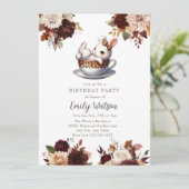 かわいいベビーバニー |誕生日ティーパーティー 招待状 (スタンド正面)