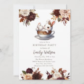 かわいいベビーバニー |誕生日ティーパーティー 招待状 (正面)