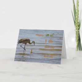 かわいいベビーバードインザレイクハッピー1誕生日 案内状