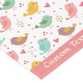 かわいいベビーバードピンクハートティール（緑がかった色）紫パーソナライズされた ショートテーブルランナー (コーナー)